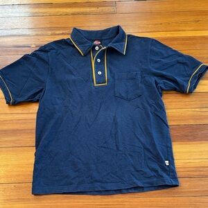 Navy Blue Polo Shirt with Yellow Trim